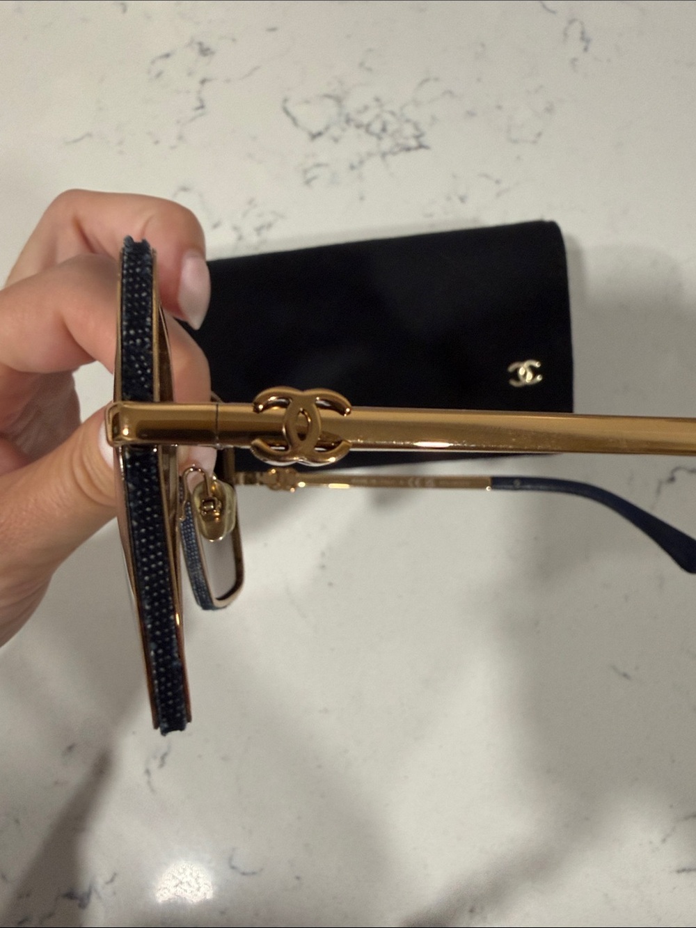 CHANEL Gold Frame Brown Gradient Square Sunglasses - Picture 4 of 4
